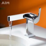 Mitigeur Lavabo Carré Moderne avec Poignée Latérale