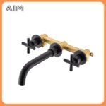 Mitigeur Lavabo Mural en Laiton avec Poignées Croisées – Image 2