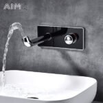 Robinet Mitigeur Lavabo Mural Chromé en Laiton – Design Moderne Encastré – Image 2