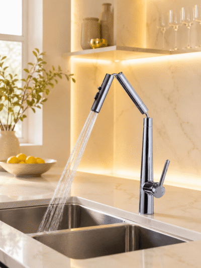 Robinet Cuisine Design TREVIA – 3 Sections Articulées FCL20653 Chromé2