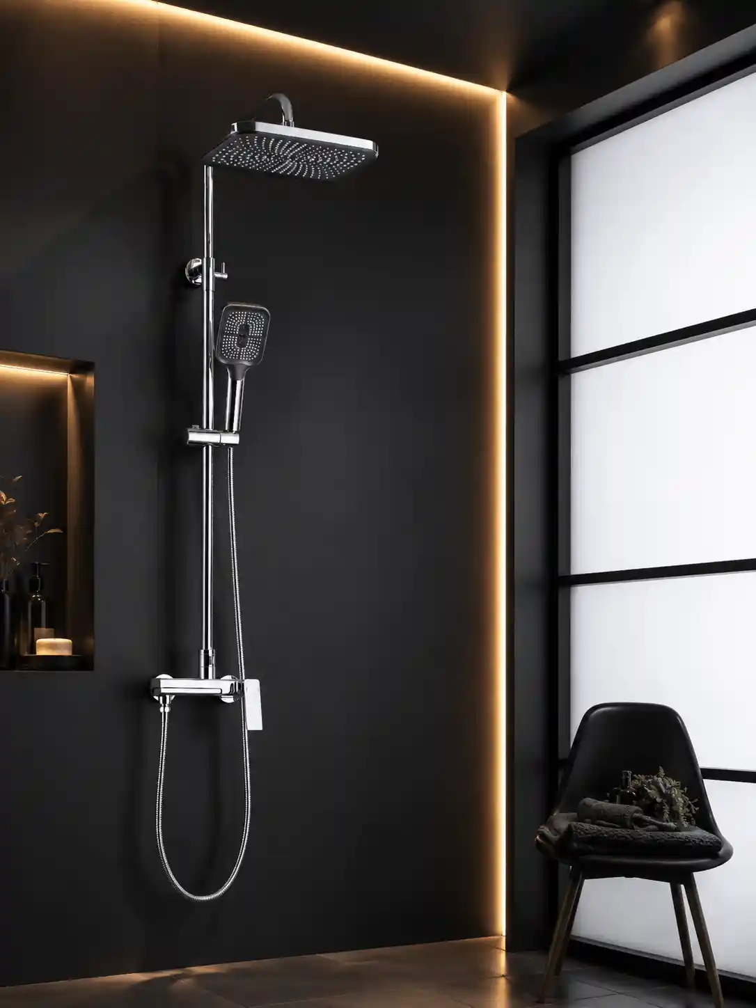 Colonne de Douche 3 Fonctions avec Bec Pivotant Fancell WILLAVIA — finition chrome