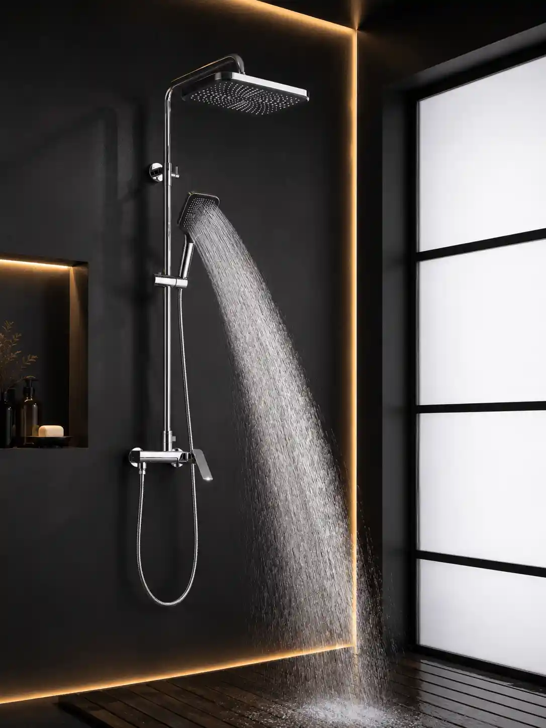 Colonne de Douche 3 Fonctions avec Bec Pivotant Fancell WILLAVIA — finition chrome