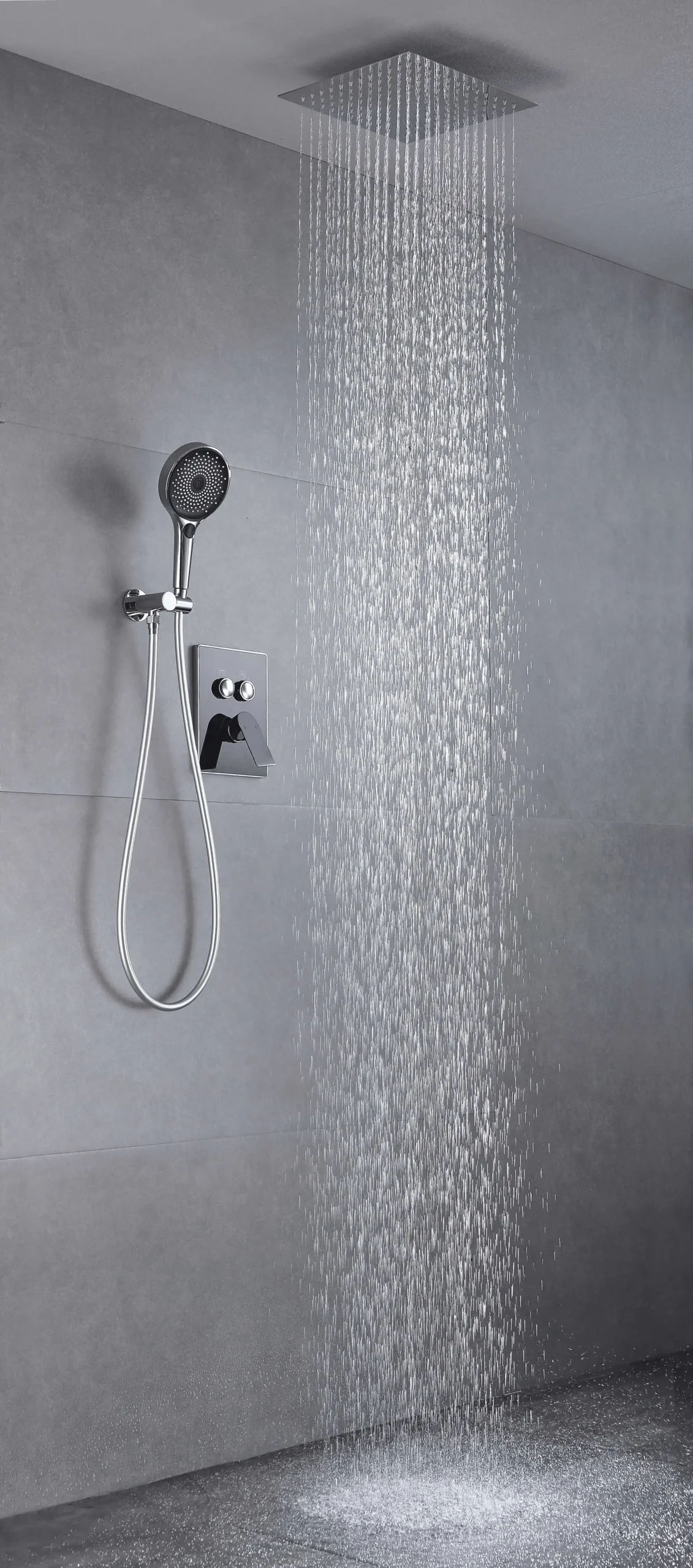 Ensemble de Douche Encastré Plaque en Verre Fancell MODULA — finition chrome