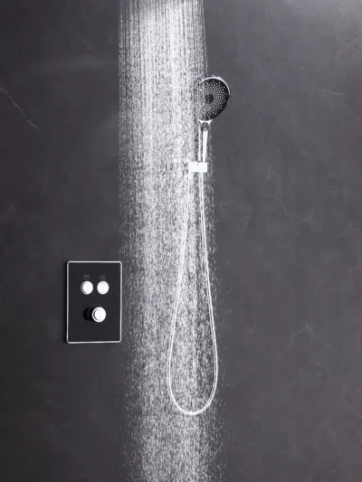 Ensemble de Douche Encastré Plaque en Verre Fancell MODULA VETRO — finition chrome