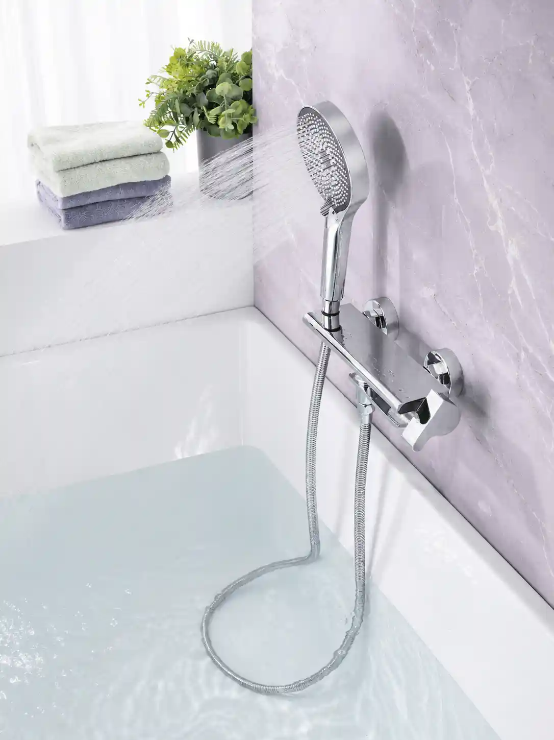 Mitigeur Mural Bain-Douche à Bec Pivotant Fancell SKELIO — finition chrome