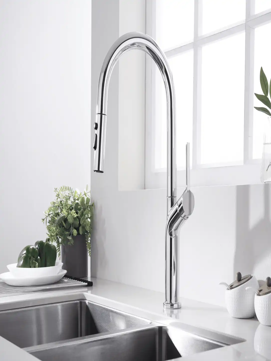 Mitigeur de Cuisine Monocommande avec Douchette Fancell CORVA — finition chrome