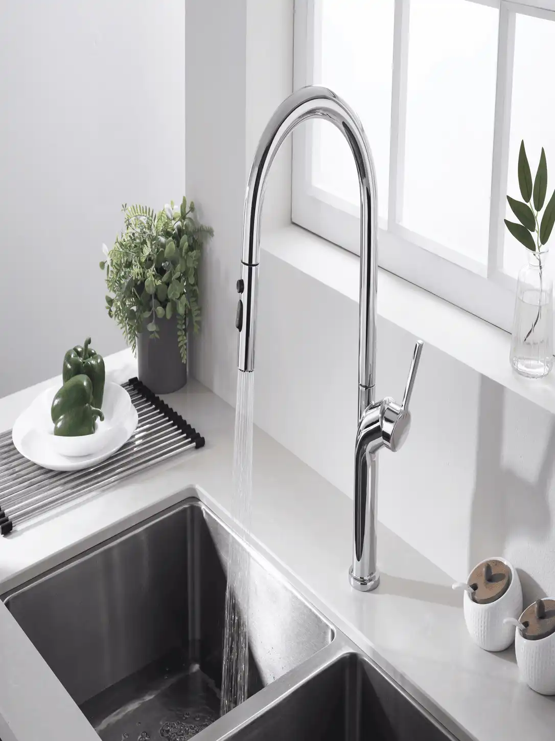 Mitigeur de Cuisine Monocommande avec Douchette Fancell CORVA — finition chrome