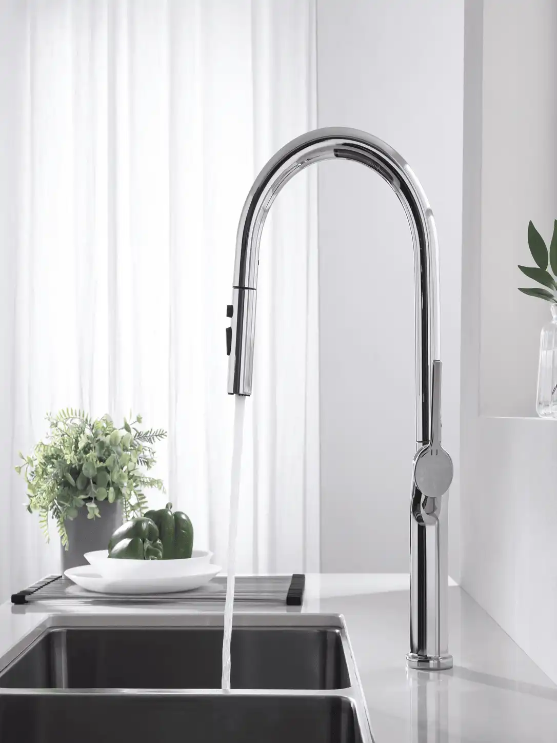 Mitigeur de Cuisine Monocommande avec Douchette Fancell CORVA — finition chrome