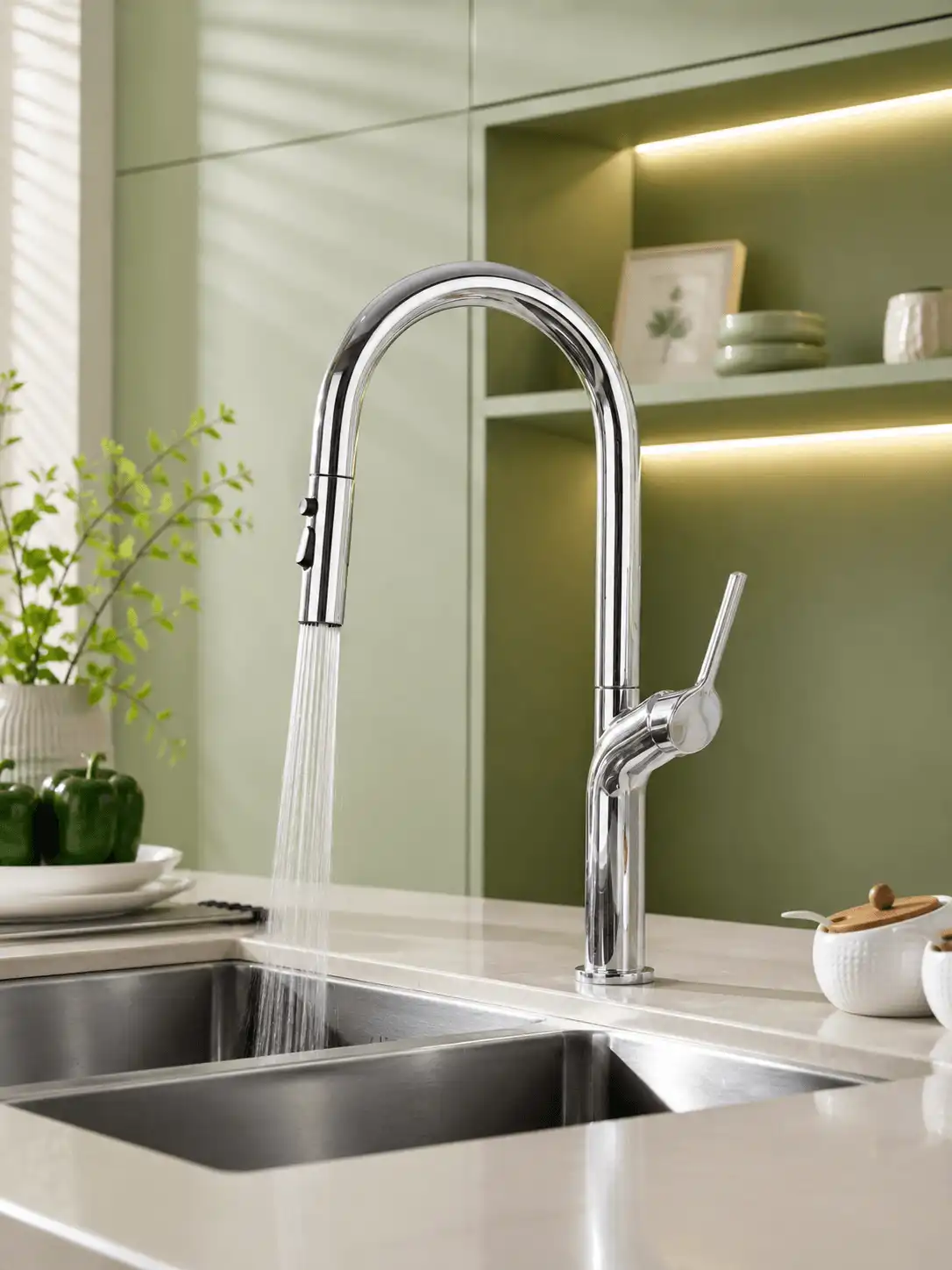 Mitigeur de Cuisine Monocommande avec Douchette Fancell CORVA — finition chrome