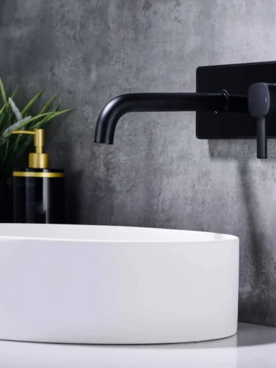 Mitigeur de Lavabo Encastré avec Affichage LED Fancell MODULA VETRO — finition noir mat