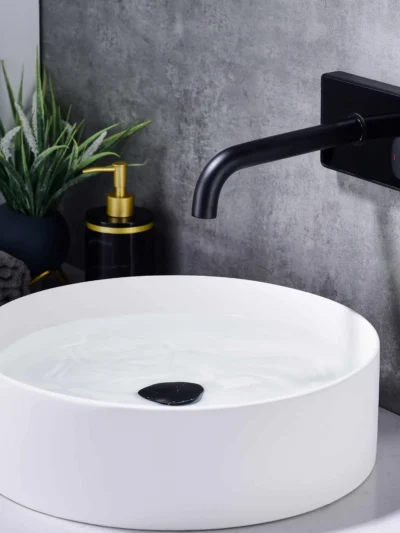 Mitigeur de Lavabo Encastré avec Affichage LED Fancell MODULA VETRO — finition noir mat