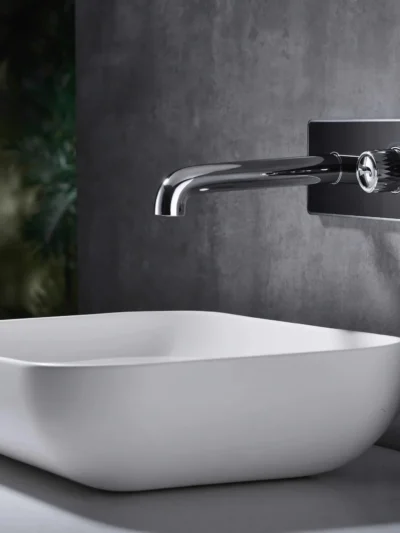 Mitigeur de Lavabo Encastré avec Plaque en Verre Fancell MODULA VETRO — finition chrome
