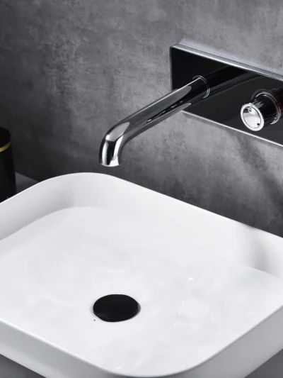 Mitigeur de Lavabo Encastré avec Plaque en Verre Fancell MODULA VETRO — finition chrome