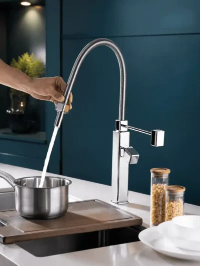 Robinet de Cuisine Haut de Gamme à Bec Flexible Fancell PRAGA — finition chrome