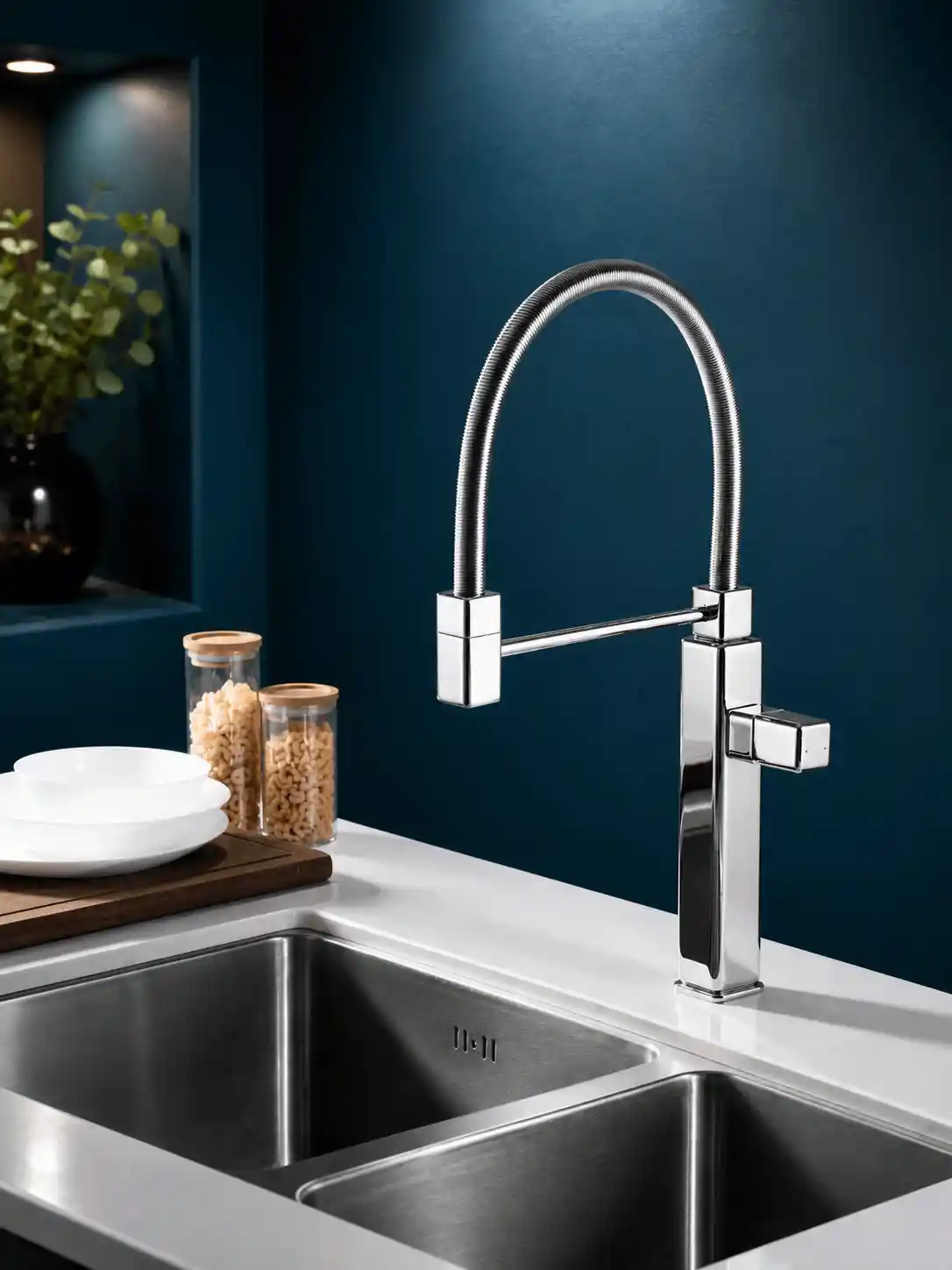 Robinet de Cuisine Haut de Gamme à Bec Flexible Fancell PRAGA — finition chrome