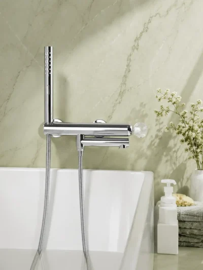 Robinet de Baignoire Mural Poignée Cristal Fancell CRISTALLO — finition chrome