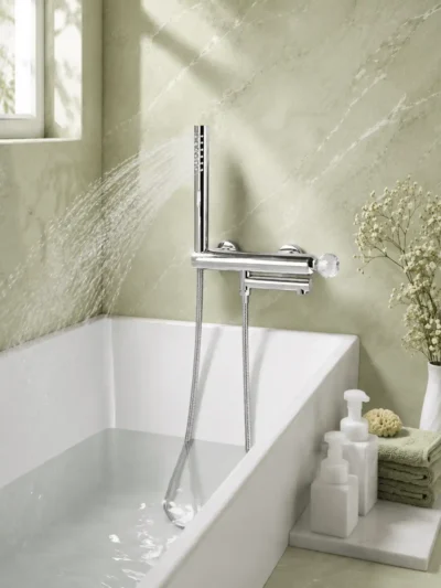 Robinet de Baignoire Mural Poignée Cristal Fancell CRISTALLO — finition chrome