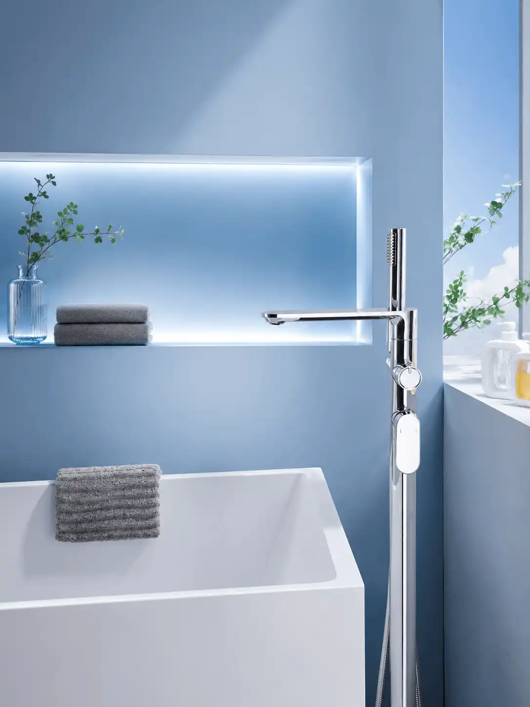 Mitigeur Bain-Douche sur Pied Fancell COLONNA — finition chrome