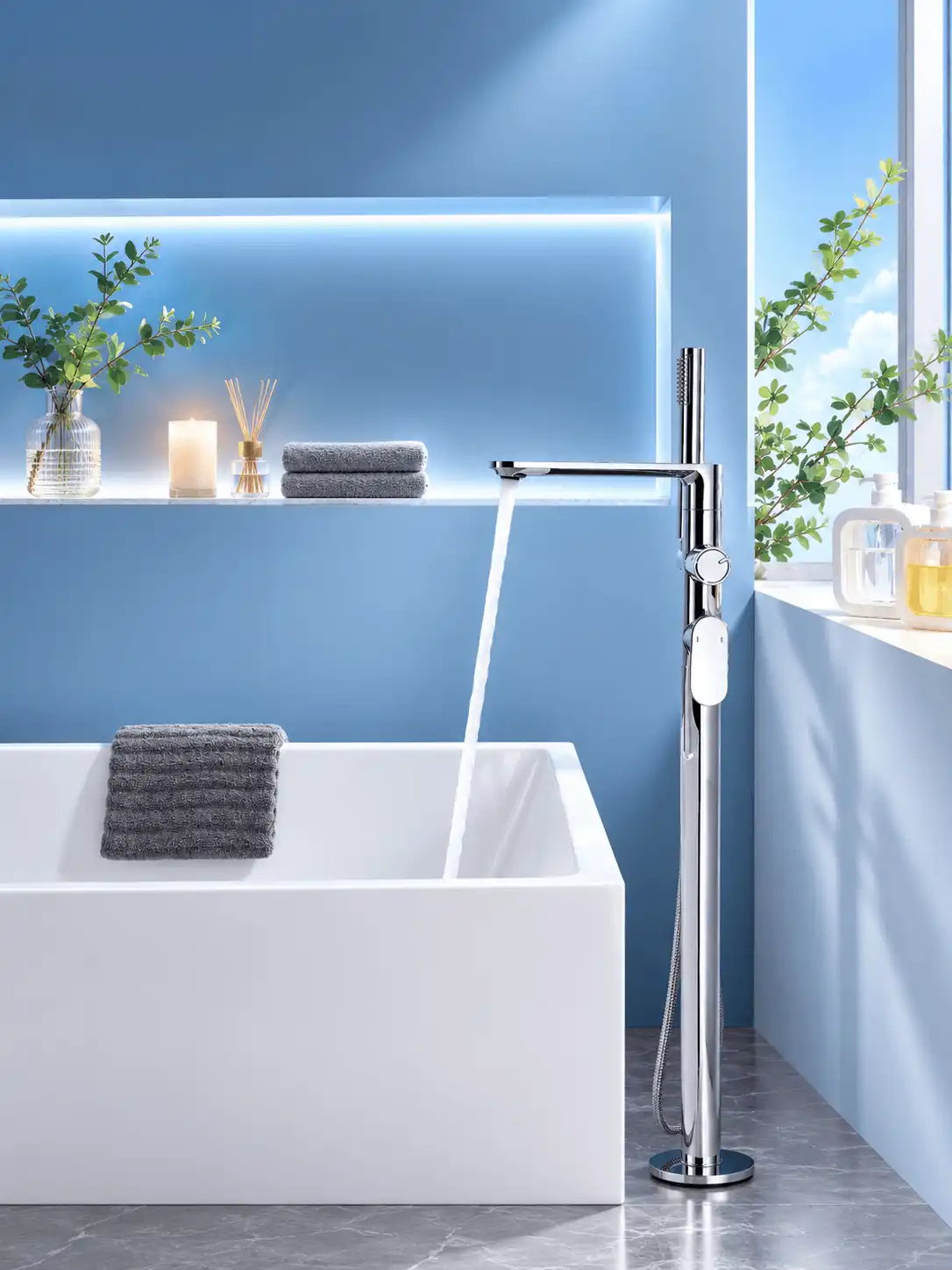 Mitigeur Bain-Douche sur Pied Fancell COLONNA — finition chrome